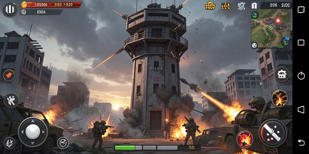 Screenshot gameplay 898A menampilkan aksi pertahanan menara yang mendebarkan.