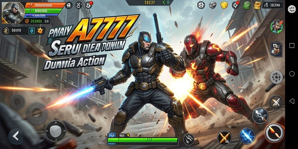 Tampilan seru pertarungan gameplay A7777 yang memukau.