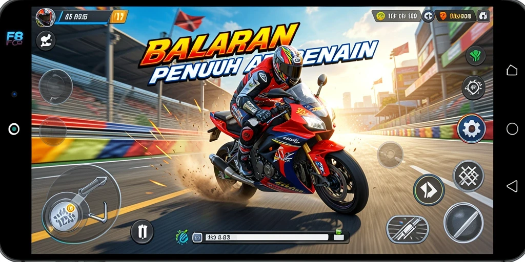 Gameplay seru dari balapan motor dalam FO8 yang menegangkan.
