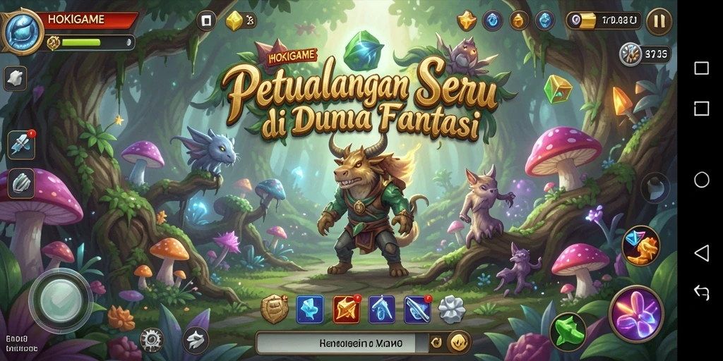 Screenshot gameplay HOKIGAME menampilkan petualangan seru di dunia fantasi.