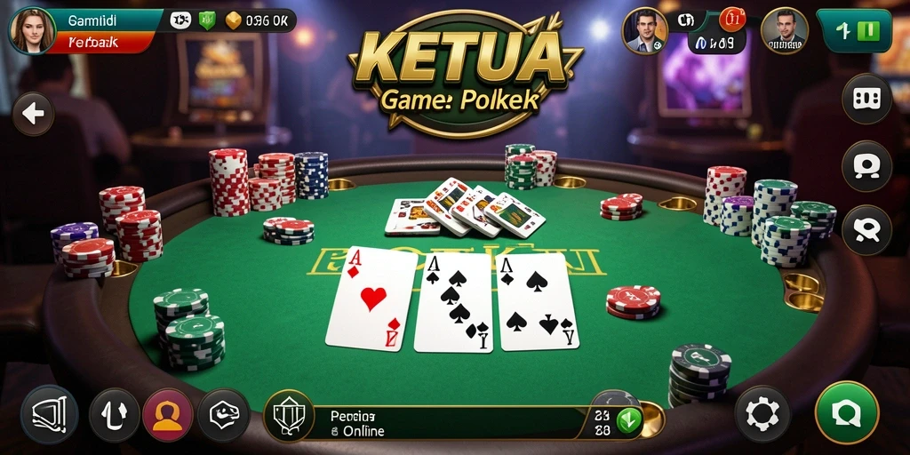Tampilan gameplay mendebarkan dari KETUA dalam permainan Poker.
