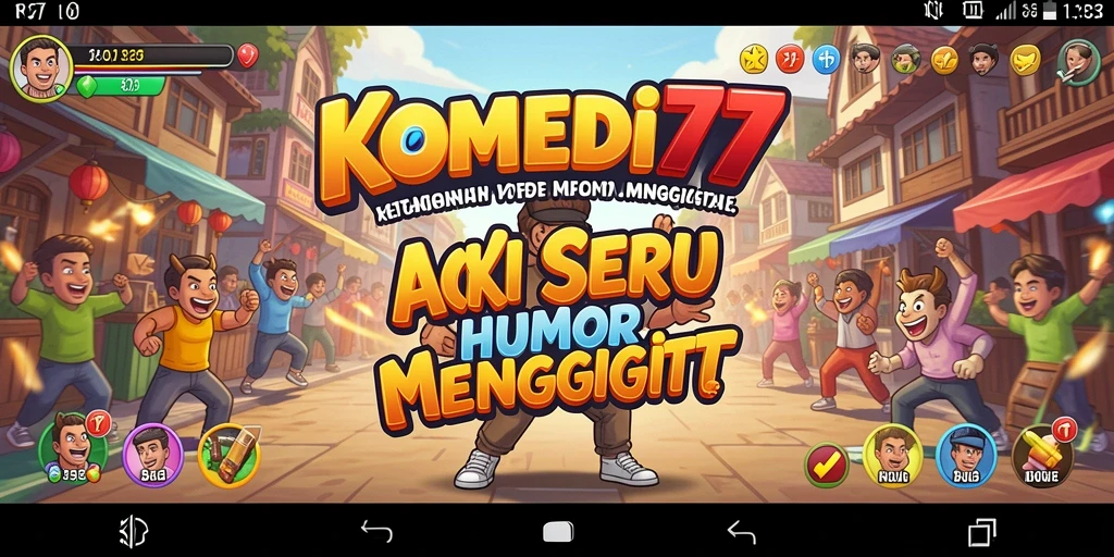 Tangkapan layar gameplay KOMEDI77 menampilkan aksi seru dengan karakter lucu.