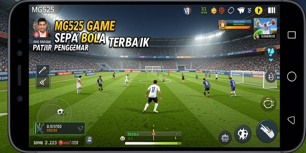 Tampilan gameplay MG525 dengan aksi sepak bola yang menarik.