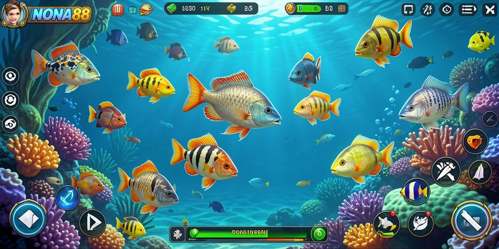 Gameplay NONA88 yang seru dengan aksi tembak ikan.