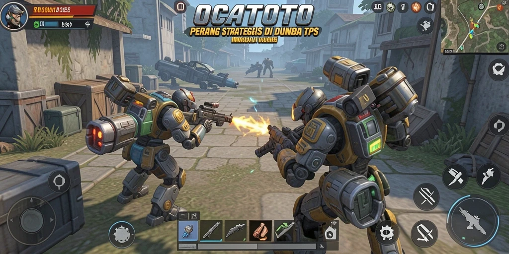 Screenshot gameplay OCATOTO menunjukkan aksi pertempuran seru TPS.