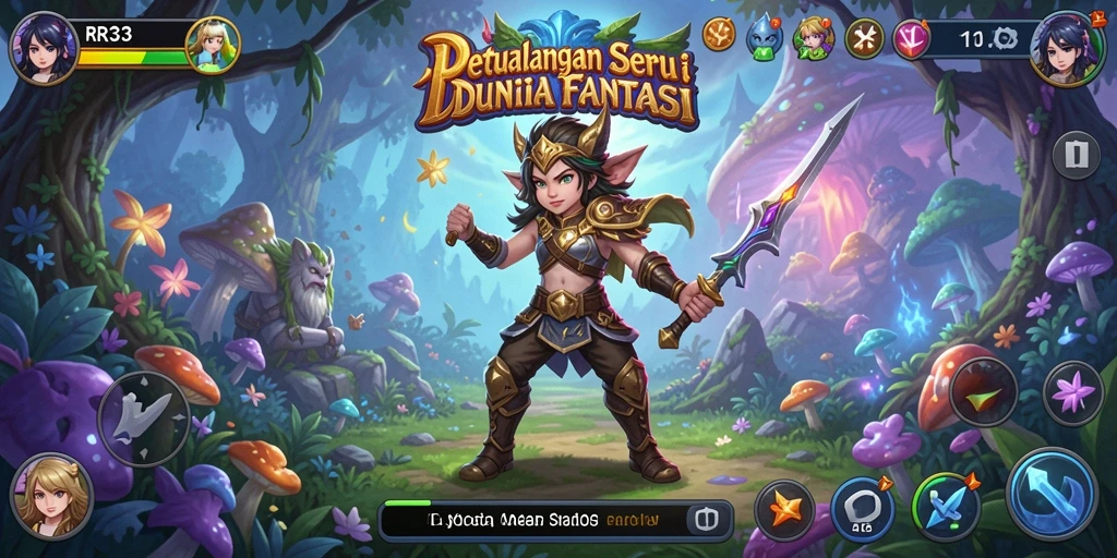 Screenshot gameplay RR33 menunjukkan petualangan seru di dunia fantasi.