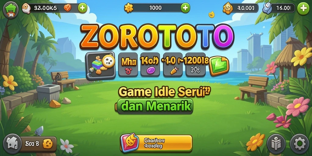 Tampilan gameplay ZOROTOTO yang menampilkan karakter dan aktivitas Idle.